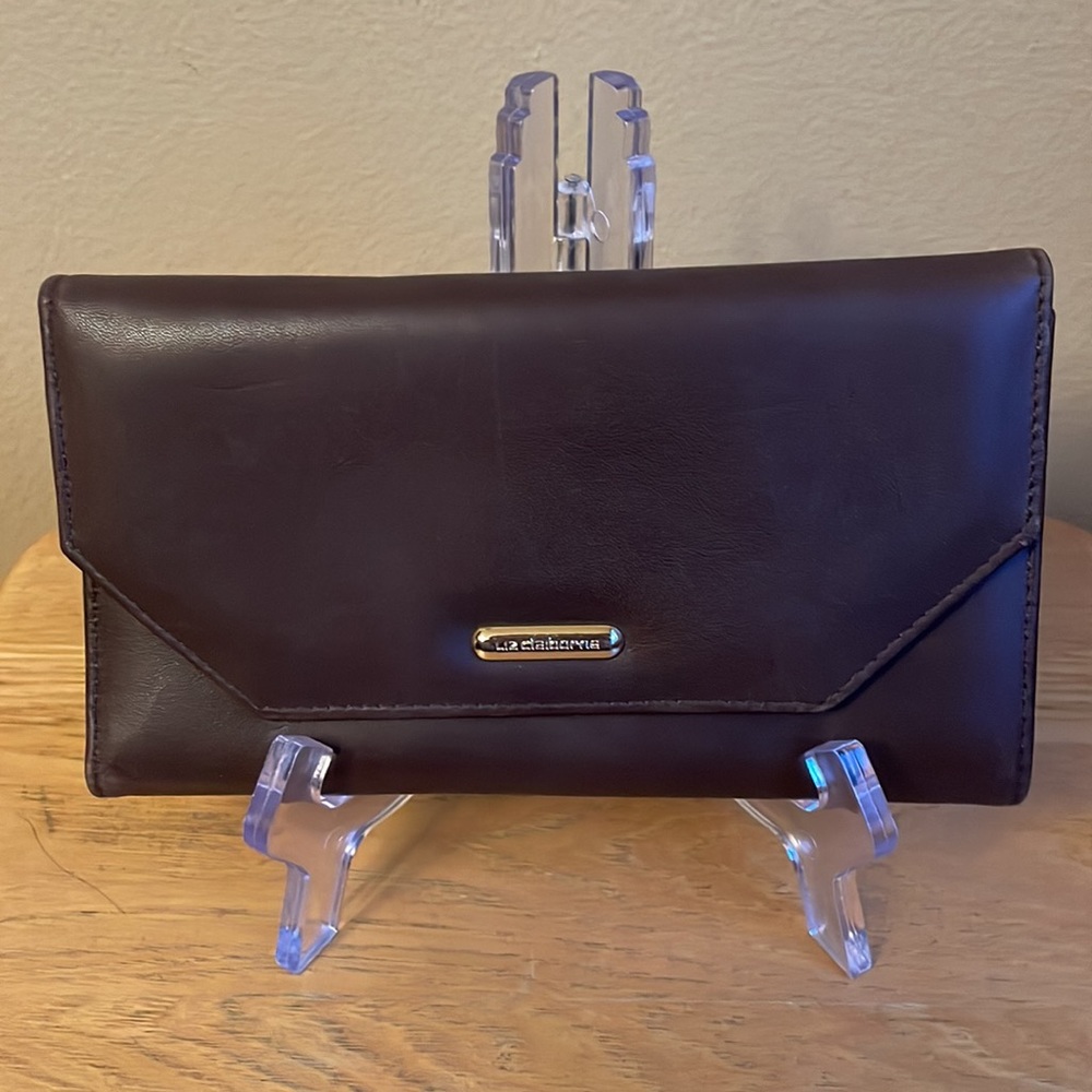 Chocolate Brown Faux Leather Wallet EUC